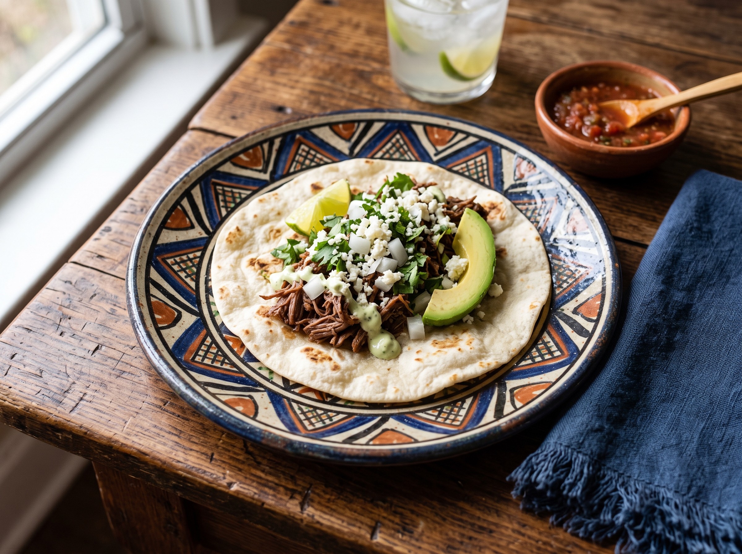Handcrafted taco on a plate at Jonnys Tacos